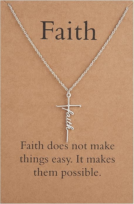Lcherry Faith Cross Pendant Necklace for Women Religious Christian Jewelry Mother's Day Gifts for Women