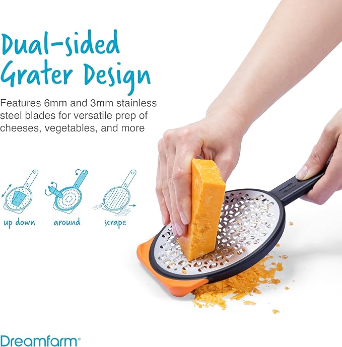 Dreamfarm Kitchen Tools Set - Ograte & Ozest - Dual-Sided Ultra-fine Grater & Self-Cleaning Zester with Snap-On Covers - Kitchen Essentials for Grating & Zesting - BPA-Free & Dishwasher Safe