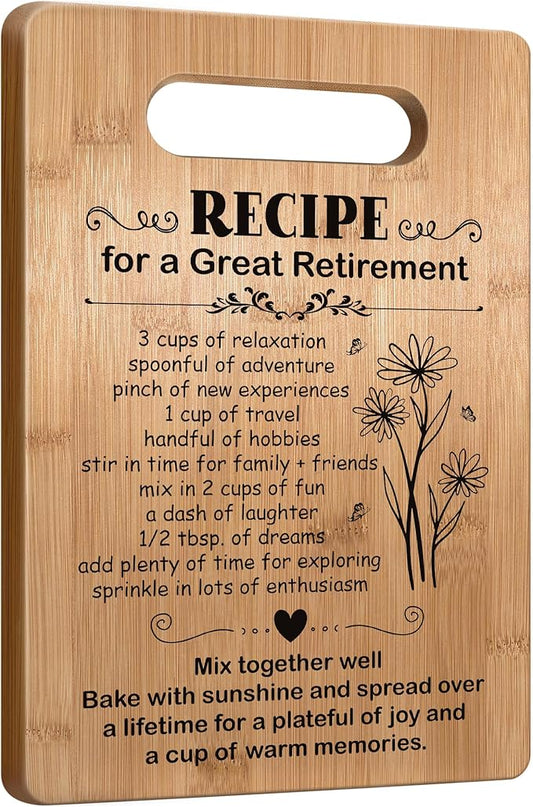 Retirement Gifts for Women 2026, Retired Cutting Board Gifts, Coworker Leaving Gifts for Women, Going Away Gifts for Coworker Boss Lady Leader Colleague Friends-Recipe for a Great Retirement