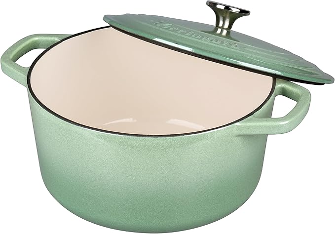 VORRINGARD Enameled Cast Iron Dutch Oven Pot with Lid, for Bread Baking, Round Bread Oven- include Sourdough Bread Baking Supplies Set, 6QT, Sage Green