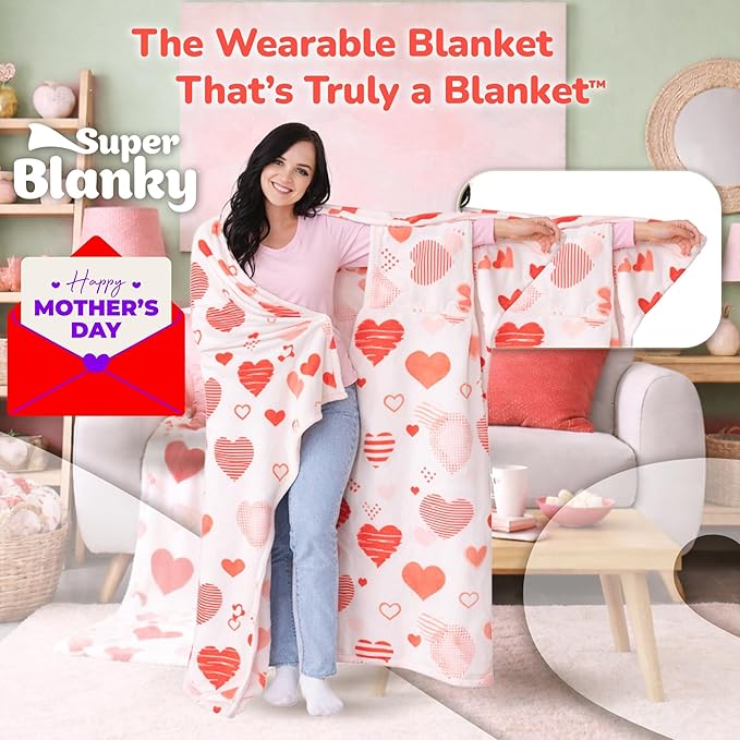 Super Blanky Wearable Blankets for Women, Adult Wearable Blanket Men, Mother's Day Gifts for Her, Wife Birthday Gift Ideas