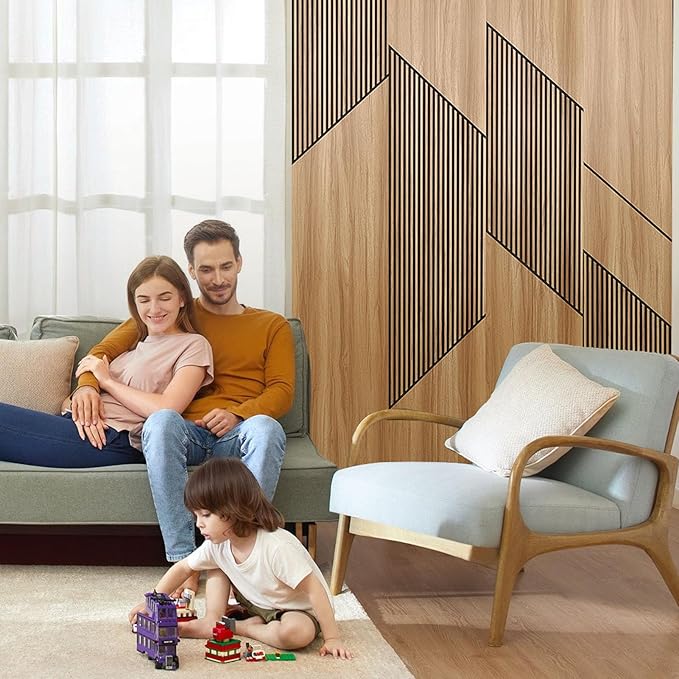 8-Pack Teak Wood Grain 3D Wall Panels with Adhesive, Peel and Stick PVC Wall Tiles for Accent Wall, Covers 48.83 Sq Ft for Luxury Living Room & Bedroom Decor