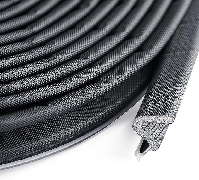 BBTO Weather Stripping Door Seal Exterior Weather Strip for Window V-Shaped Foam Kerf Garage Door Gap Blocker Soundproof Home Improvement Easy to Install(150 Feet,Black)