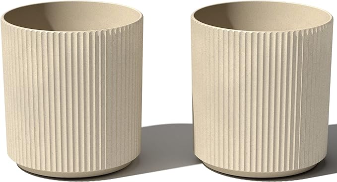 Veradek Demi Series Round Planter for Porch, Patio, Backyard | Durable Plastic-Stone Composite Material | Modern Décor for Tall Plants, Flowers