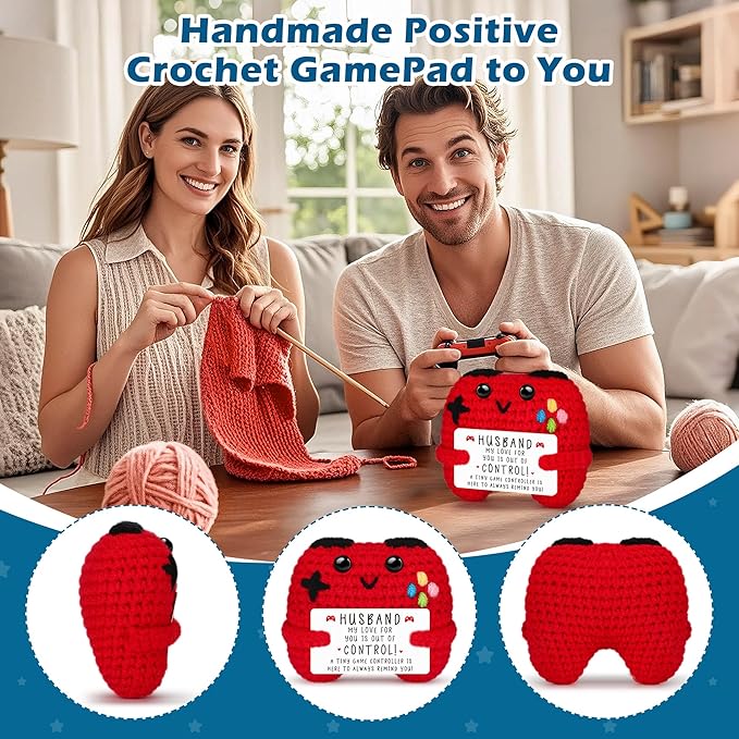 Busy Gaming Life Crochet Game Controller Gifts for Husband Fathers Day Birthday, Best Husband Ever Gifts for Wedding Anniversary from Wife, Anniversary Card Gift for Husband