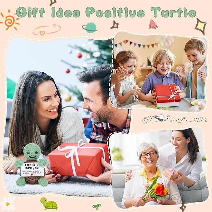 4THFARMES Mini Funny Turtle Crochet for Her Him, Wife Husband Girlfriend Boyfriend I Love You Gifts, Anniversary Birthday Gifts Small Cute Stuff Things, Turtle Easter Decorations Decor