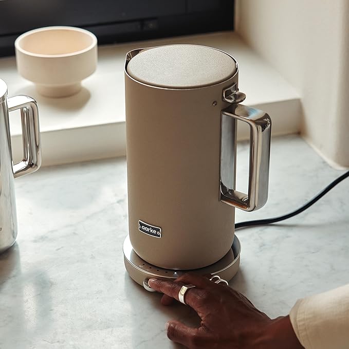 Aarke Stainless Steel Kettle - Perfect for Coffee and Tea Maker Enthusiasts, Non-Drip Spout, Double-Wall Construction, Dry Boil Protection, Heat-Safe Handle, LED Cool-Down Indicator, 1.2L (Sand)