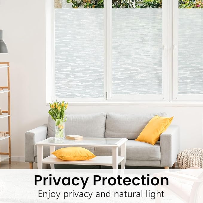 Haton Window Privacy Film, Frosted Glass Static Cling Sun Heat Blocking Window Clings, Frosting Opaque Coverings Stickers Tint for Home Office Door, Non Adhesive, White 23.6" x 78.7"