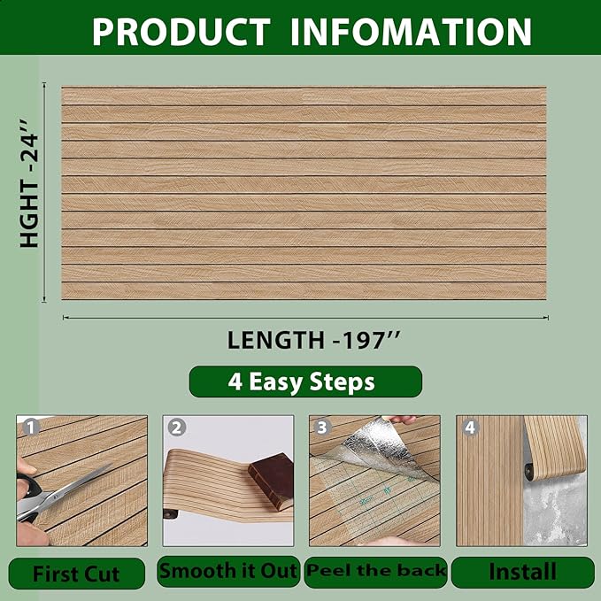 ReWallpaper 24in X 16.5ft Light Oak Wood Wall Panels Peel and Stick Slat Wall Paneling Self Adhesive Wood Grain Acoustic Panels Sound Absorbing Kids Room Nursery Interior Wall Decor Apartment Office