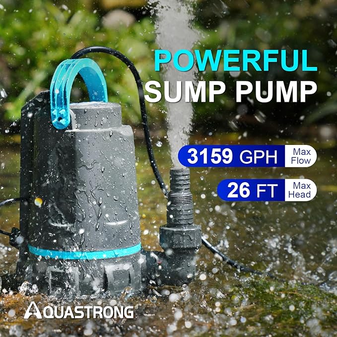 Aquastrong 1/2HP Automatic Submersible Sump Pump 3159 GPH