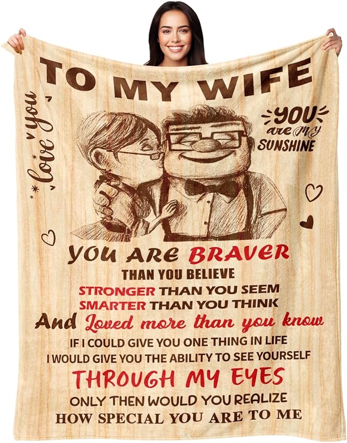 Mothers Day Blanket Gifts for Wife from Husband - Wedding Anniversary Romantic Gifts for Women - Wife Birthday Gift Ideas - I Love You Gift for Her - to My Wife Blanket 50"x60"