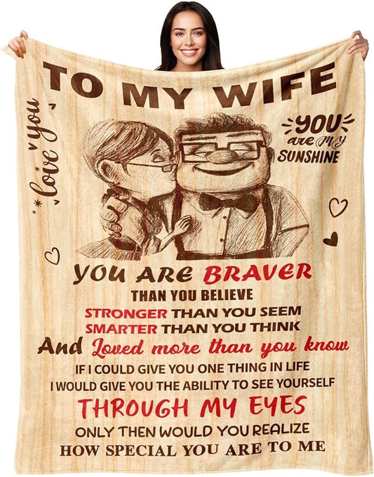 Mothers Day Blanket Gifts for Wife from Husband - Wedding Anniversary Romantic Gifts for Women - Wife Birthday Gift Ideas - I Love You Gift for Her - to My Wife Blanket 50"x60"