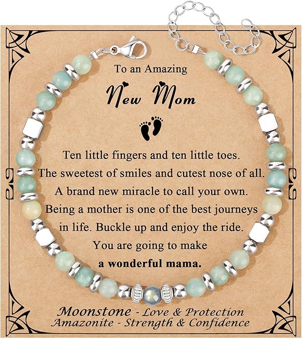 JoycuFF 𝗚𝗶𝗳𝘁𝘀 𝗳𝗼𝗿 𝗪𝗼𝗺𝗲𝗻 𝗠𝗼𝗼𝗻𝘀𝘁𝗼𝗻𝗲 𝗕𝗿𝗮𝗰𝗲𝗹𝗲𝘁 Amazonite Colorful Imperial Jasper Stainless Steel Beads Bracelets, Mothers Day Birthday Christmas Valentines Graduation Gifts