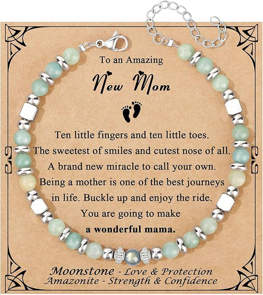 JoycuFF 𝗚𝗶𝗳𝘁𝘀 𝗳𝗼𝗿 𝗪𝗼𝗺𝗲𝗻 𝗠𝗼𝗼𝗻𝘀𝘁𝗼𝗻𝗲 𝗕𝗿𝗮𝗰𝗲𝗹𝗲𝘁 Amazonite Colorful Imperial Jasper Stainless Steel Beads Bracelets, Mothers Day Birthday Christmas Valentines Graduation Gifts