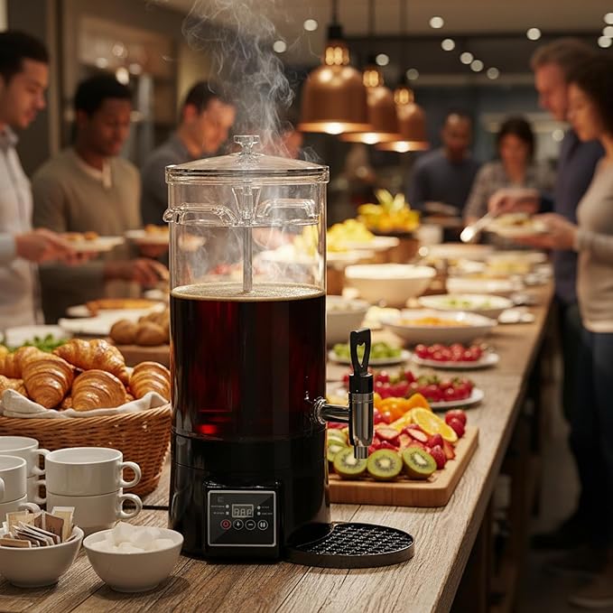 Commercial Coffee Urn Hot Beverage Dispenser Coffee Maker, Food-grade Plastic 9.5 L 60 Cups, Hot Chocolate Machine, Electric Percolator for Catering Hot Water for Hot Cocoa, Drink, Tea, Juice