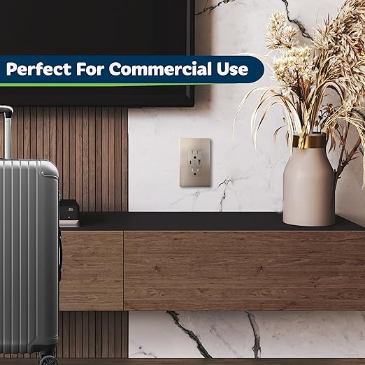 TOPGREENER 2-Port Outlet with Type C USB Charging Ports, 15 Amp TR Receptacle Plug, Electrical Socket, UL Listed, TU21536AC-NKWSI-2PCS, Nickel, 2 Pack