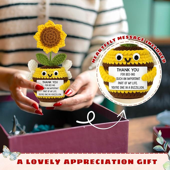 Teacher Appreciation Gifts - Teacher Gifts for Women - Teachers Appreciation Week, Thank You Crochet for Teachers Women - 6.3'' x 3.15'' Inspirational Positive Tulip Doll Toy Figure Crochet