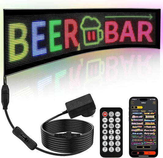 Dual Line Display LED Sign, Flexible LED Screen Remote & App Control, for Indoor Advertising, Shop Window, Car Dealership Decoration (30.7 x 7.9in)
