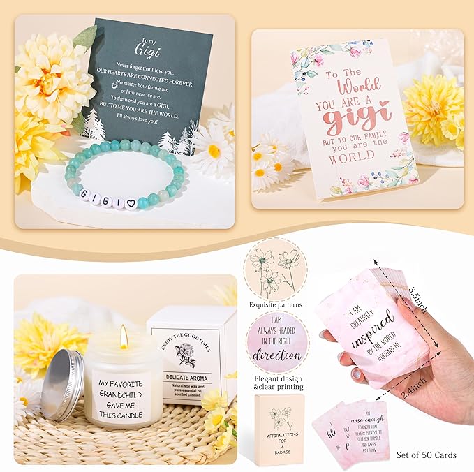 DOGMEM Mothers Day Gifts for Gigi, Birthday Gift Set from Granddaughter Grandchildren Grandkids Birthday Gift for Gigi, Gigi Gifts for Grandma