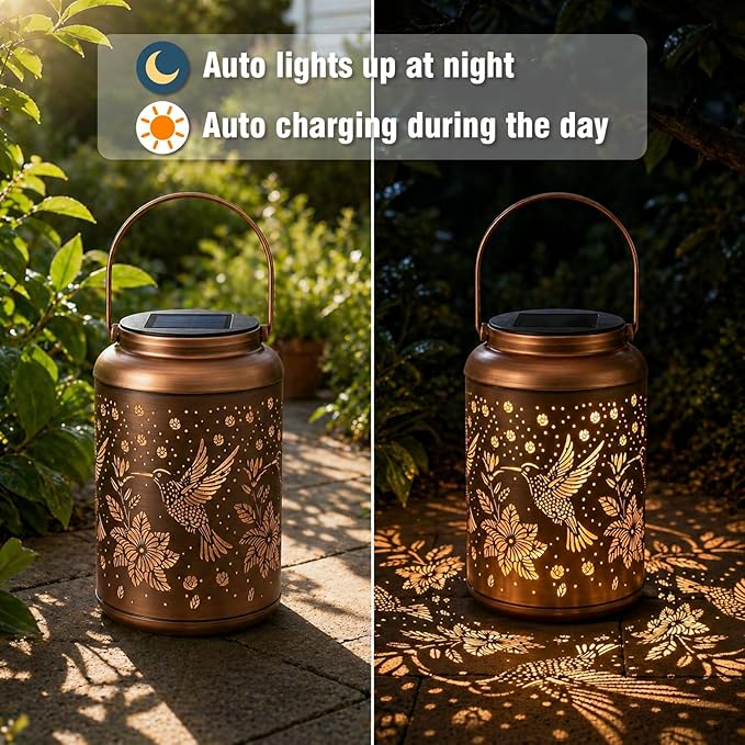 Mothers Day Gifts for Mom Grandma - Birthday Day Gifts for Women, Hummingbird Solar Lantern Outdoor Waterproof, Garden Decor