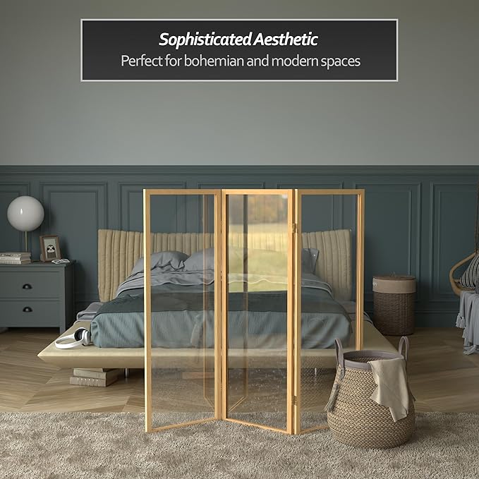 4 ft. Short Clear Plastic Partition Natural 3 Panel