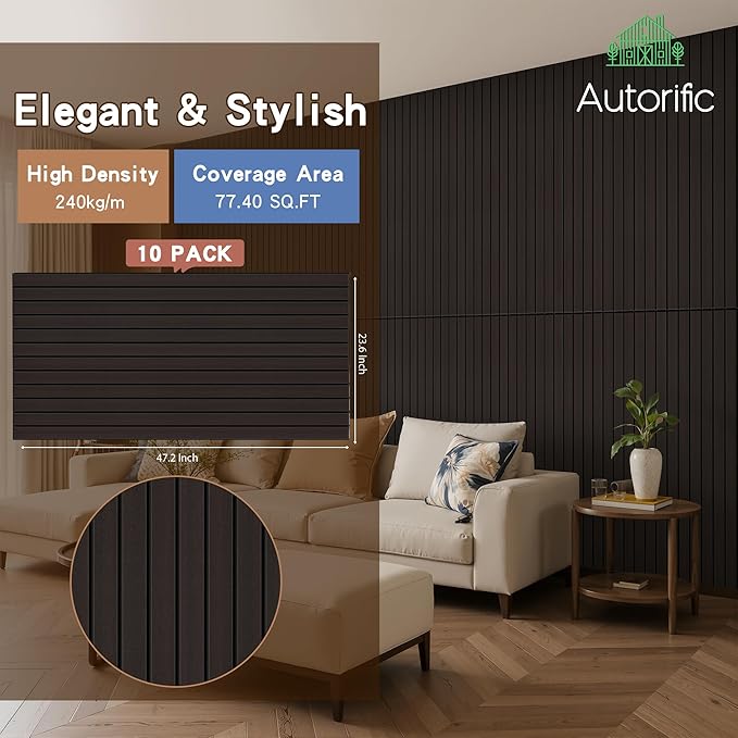 Wood Veneer Acoustic Panels,4 Pack 47.2”x23.6” Sound Panels, Decorative Large Wood Panels for Wall, for Office,Home Theater,Studio,Living Room,Ebony