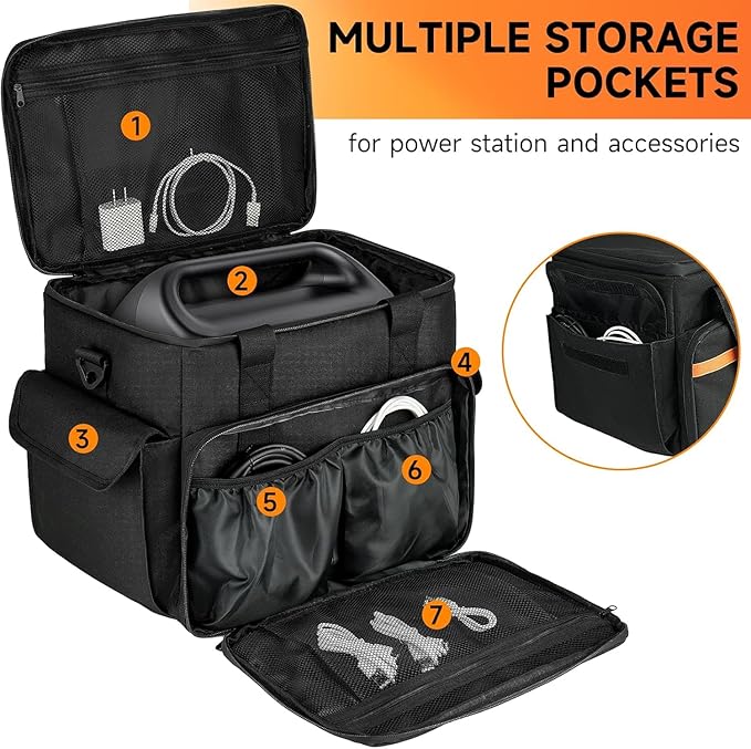LEFOR·Z Carrying Case Compatible with Jackery Explorer 1000/ECOFLOW River Max/Bluetti EB70S/GRECELL T1000 Portable Power Station,Travel Storage Bag for Charging Cable and Accessories(Bag Only)