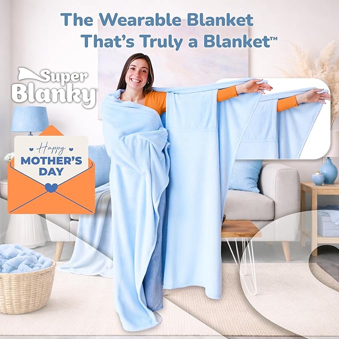 Super Blanky Wearable Blankets for Women, Adult Wearable Blanket Men, Mother's Day Gifts for Her, Wife Birthday Gift Ideas