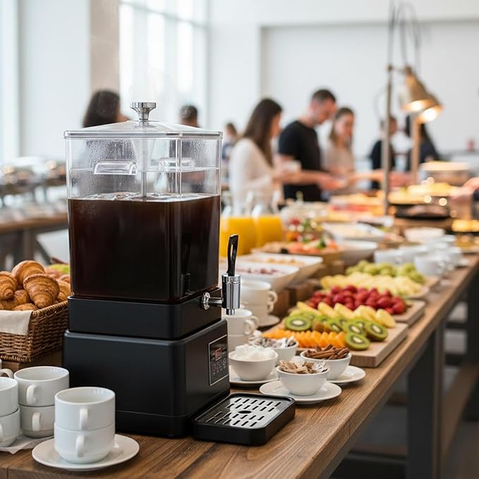 Commercial Coffee Urn Hot Beverage Dispenser Coffee Maker, Food-grade Plastic 10 L 65 Cups, Hot Chocolate Machine, Electric Percolator for Catering Hot Water for Hot Cocoa, Drink, Tea, Juice