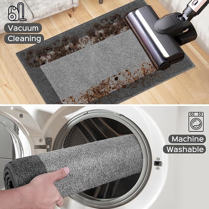 Machine Washable Kitchen Rug 24" x 84", Non Slip Kitchen Mat for Floor, Absorbent Entrance Runner Rug for Bedroom, Hallway, Bathroom, Door (Roll Packing)