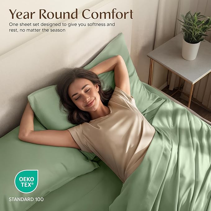 Utopia Bedding King Size Sheet Set – 4 Piece Bed Sheets, Soft and Breathable Microfiber, Includes 1 Fitted Sheet, 1 Flat Sheet and 2 Pillowcases – Oeko Tex (Sage)