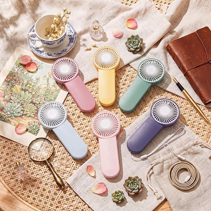 Rossesay 30 Pcs Mini Portable Fan Handheld Battery Operated Portable Small Personal Fans for Summer Travel Beach Indoor Outdoor Cooling Gift (Morandi Color)