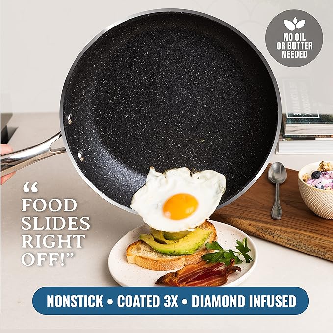 Granitestone 20-Piece Nonstick Pots and Pans Set with Bakeware & Steamer, Diamond-Reinforced Cookware Set, Deep Frying Pan, Non-Toxic PFOA PFOS Free, Metal Utensil Safe, Dishwasher & Oven Safe, Red
