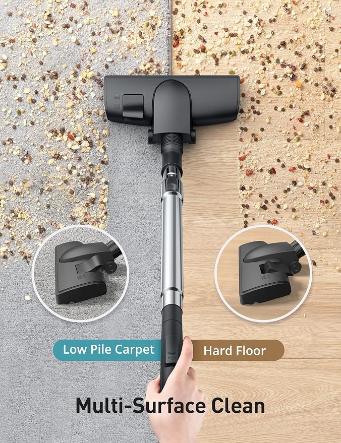 Aspiron Canister Vacuum, Upgraded 1600W Bagless Canister Vacuum Cleaner | Auto Cord Rewind, H13 HEPA Filter, 4Qt Large Capacity, 5 Tools for Hard Floors, Carpet, Pet, Upholstery, Tiles, Tangerine