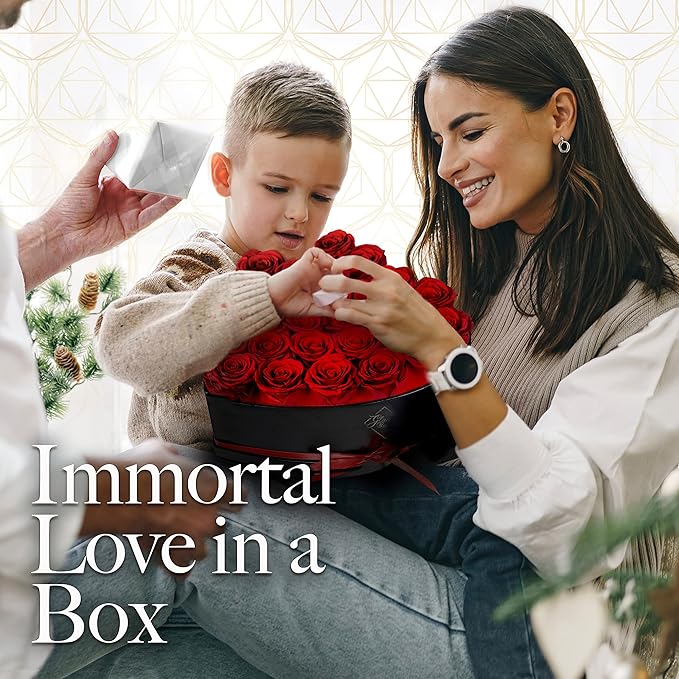 GLAMOUR BOUTIQUE 27 Flower Forever Heart Shape Box, for Mom, Eternal Preserved Roses Gift for Her, Long Lasting Flowers Bouquet, for Birthday, Anniversary and Girlfriend - Red
