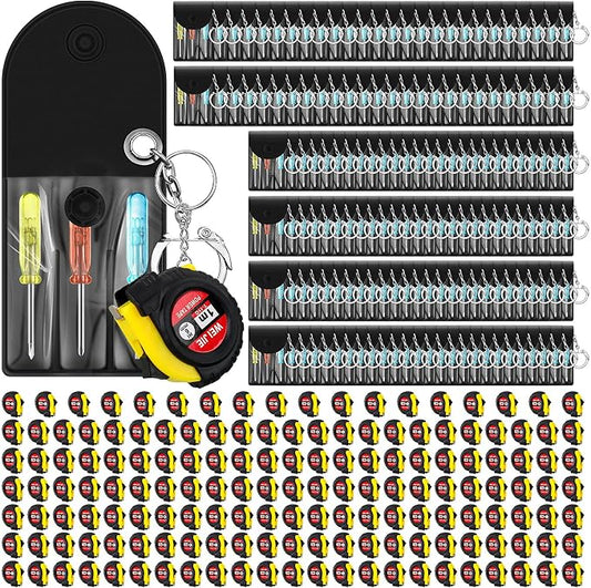Jutom 264 Pcs Mini Tape Measure Keychain Bulk Mini Screwdriver Keychain Set Adult Tool Party Prize for Father's Men Gifts