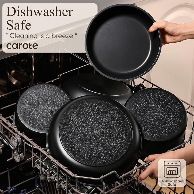 CAROTE 31pcs Pots and Pans Set Non Stick, Cookware Set Detachable Handle | Baking Pans Set, Induction Compatible, Dishwasher & Oven Safe, Space Saving, Camping Cooking Set, Kitchen Set, Black