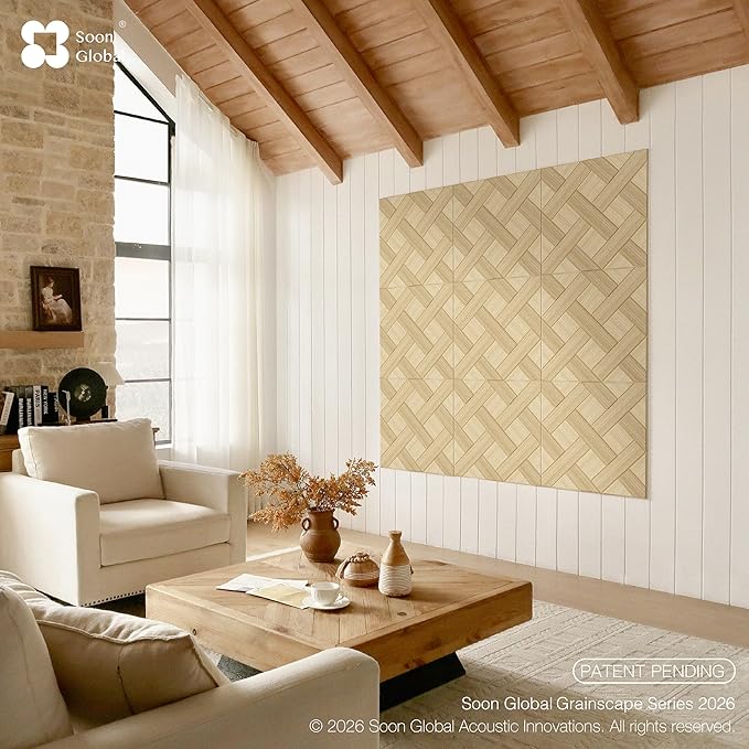Soon Global Acoustical Wall Panels, 6-Piece 23.62 X 23.62 Inches Art Acoustic Panels, Decorative Acoustic Panels, Acoustic Wall Panels, Sound Absorbing Wall Art, Cedral Arc