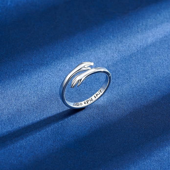 Yesteel Mothers Day Gifts - S925 Sterling Silver Hug Ring for Women Teen Girls, Adjustable Ring Jewelry Mothers Day Birthday Gifts for Daughters Mom Sister Wife Friends Grandma