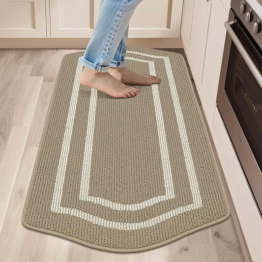 COSY HOMEER Kitchen Rugs and Mats 24"x48" Non Slip Kitchen Mats for Floor Washable Kitchen Runner Rug Stain Resistant Standing Mat for Kitchen,Sink,Polypropylene,Beige
