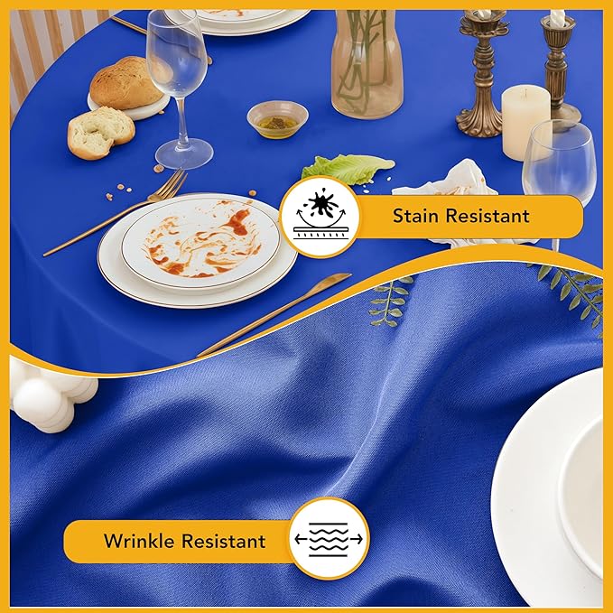 10-Pack Royal Blue Round Tablecloths, 84 Inches, Stain-Resistant Polyester for 3-5 Ft Round Tables - Washable Table Covers for Weddings, Banquets, Birthday Parties, Events