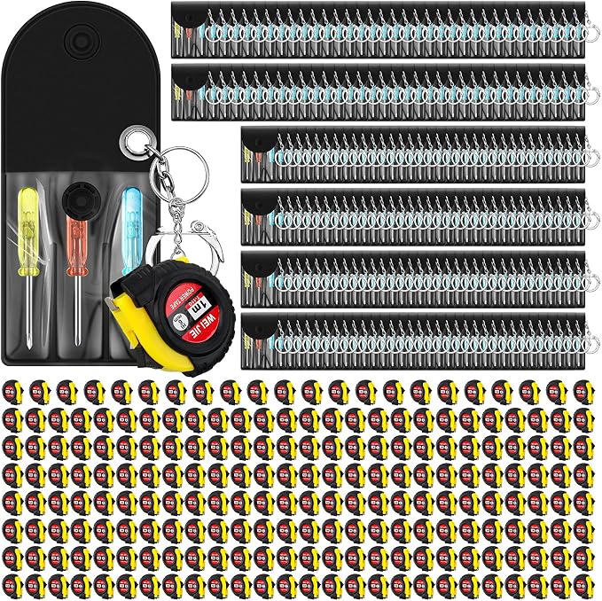 Jutom 360 Pcs Mini Tape Measure Keychain Bulk Mini Screwdriver Keychain Set Adult Tool Party Prize for Father's Men Gifts