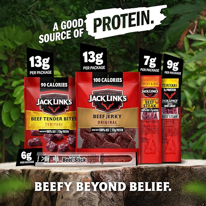 Jack Link's Beef Jerky Variety Pack Gift Basket Assorted Jerky, Steaks, and Meat Sticks - Ready to Eat Protein Snacks - Made with 100% Real Beef - Valentine's Day Gift for Him, 15 Count (Pack of 2)