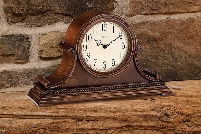 Bulova B1514 Asheville Mantel Clock, Brown Cherry