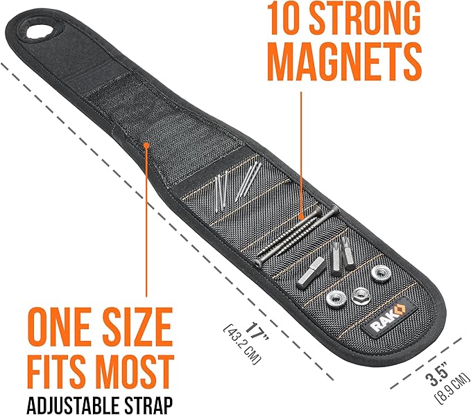 RAK Magnetic Wristband, Thumb Loop for Holding Screws, Nails, Drill Bits for Men - Made from Premium Ballistic Nylon, Lightweight Powerful Magnets for Dad, Husband, Grandpa, Handyman