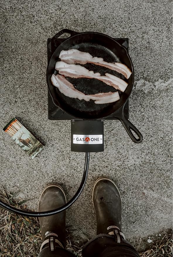 GasOne High Pressure Single Propane Burner - Outdoor Cooking with Heat Shield and Guard – Propane Burner Head for Camping, Tailgating, Seafood Boil, Home Brewing - Patented