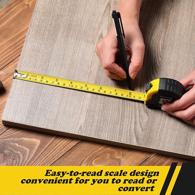 20 Pieces Tape Measure 12 ft Retractable Measuring Tape Bulk with Fractions Marked Easy Read Yellow Measuring Tape Bulk Set for Engineer Contractors, Autowind and Lock