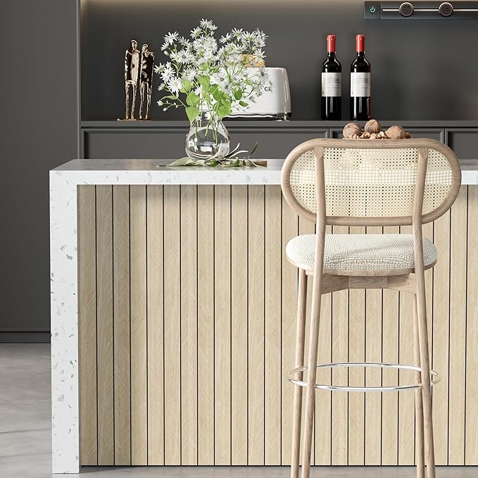 Arthome Peel and Stick Slat Wall Panels 15.7 "x240,Self-Adhesive PVC Wood Grain Wallpaper Panel,3D Thick Faux Soundproof Backsplash Accent Wall Tile for Walls & Furniture (Beige- Coverage 26 Sq.ft)