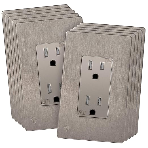 ENERLITES Elite Series Decorator Receptacle Outlet Child Safe Tamper-Resistant, Gloss Finish, Self-Grounding, Residential Grade, 15A 125V Standard Electrical Wall Outlet, UL Listed, Nickel (10 Pack)
