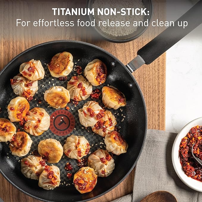 T-Fal Ultimate Hard Anodized Nonstick Pots and Pans Set 17 Piece, Nonstick Cookware Set with Fry Pan, Saucepans, Saute-Pan, Griddle, Dishwasher Safe, Onyx